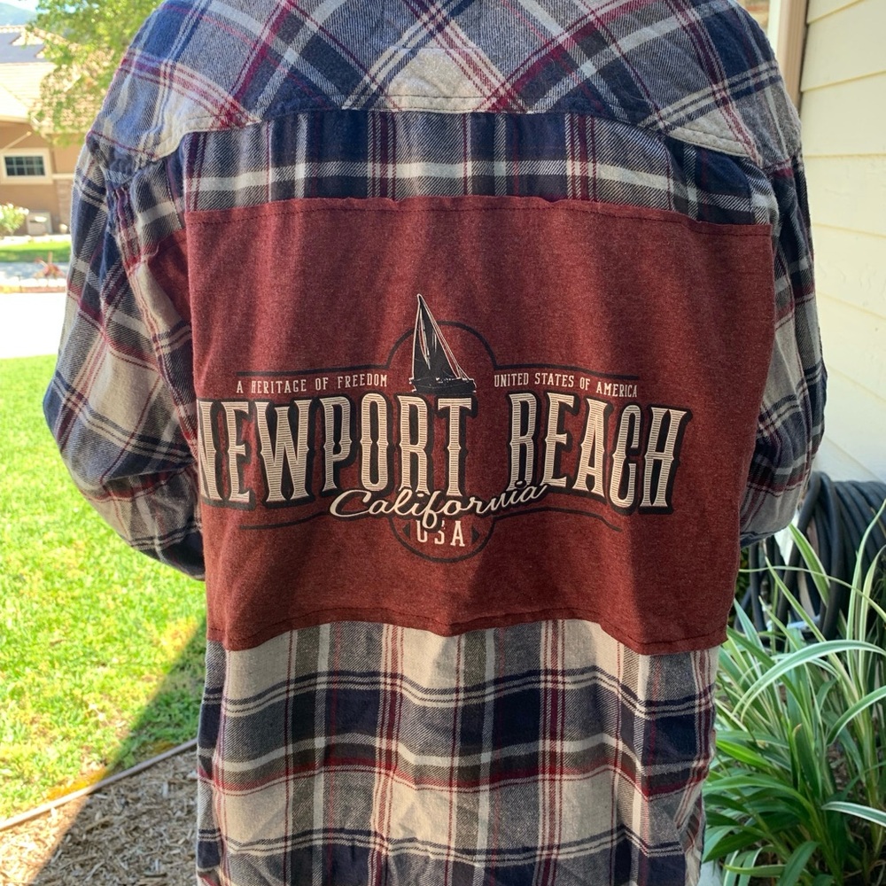 Rails Newport Beach California Flannel Shirt upcycled Size  US XL  X-large